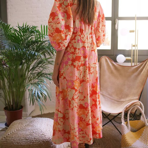 Free People Lydia Printed Midi Dress Size XS Vintage Floral Inspired - Picture 3 of 3